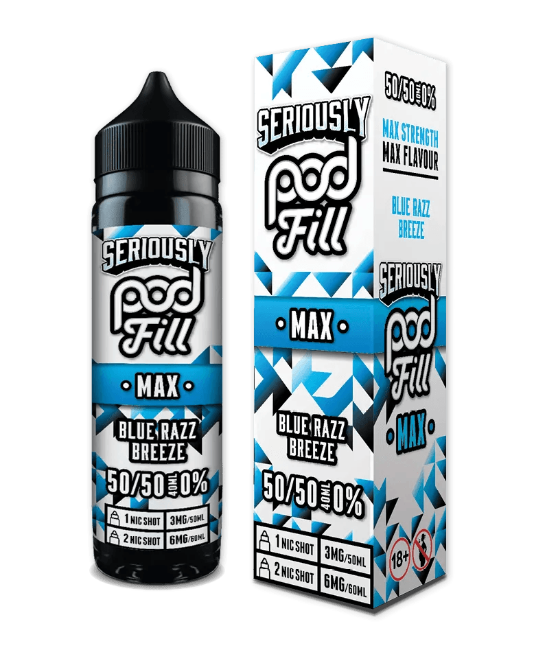 BLUE RAZZ BREEZE - 40ML SHORT FILL 50/50 BY SERIOUSLY POD FILL MAX - Vapeslough