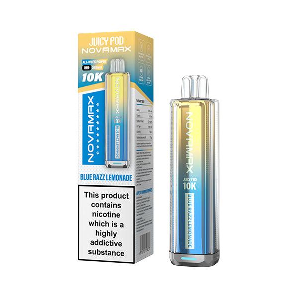BLUE RAZZ LEMONADE - JUICY POD NOVAMAX 10K PRE-FILLED VAPE KIT - Vapeslough
