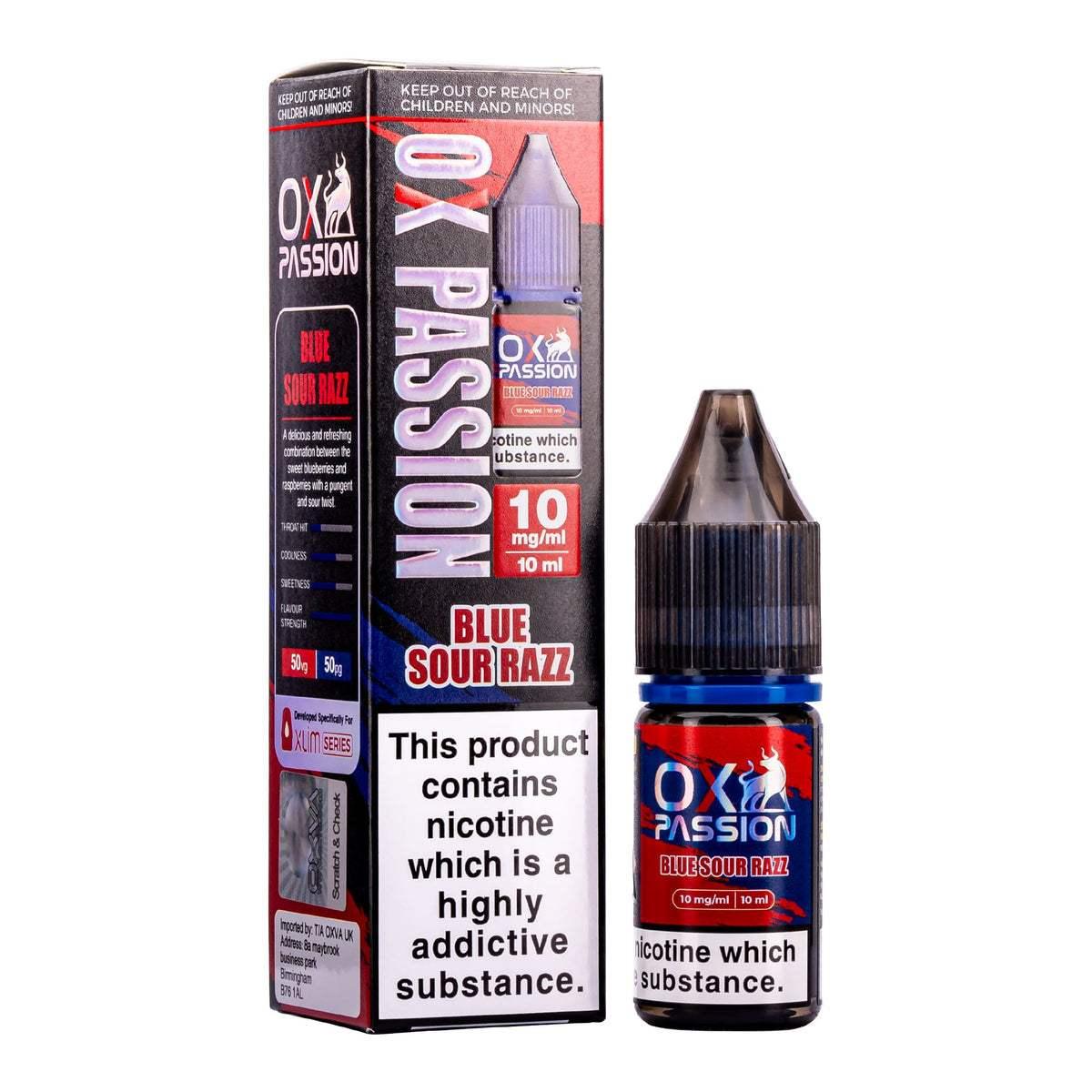 BLUE SOUR RAZZ 10ML NIC SALT BY OXVA OX PASSION 10MG(1%) | 20MG(2%) - Vapeslough