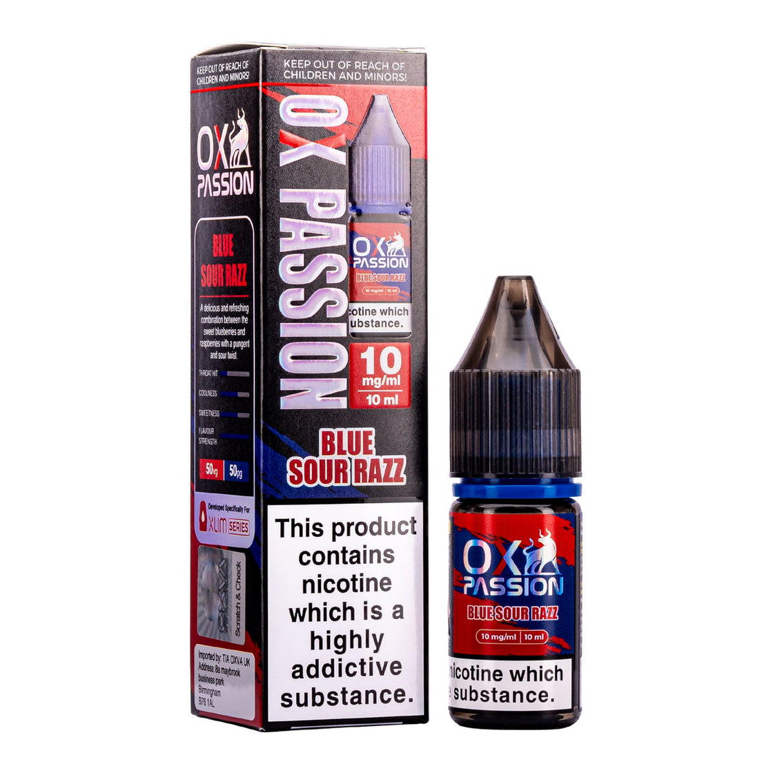 BLUE SOUR RAZZ 10ML NIC SALT BY OXVA OX PASSION 10MG(1%) | 20MG(2%)