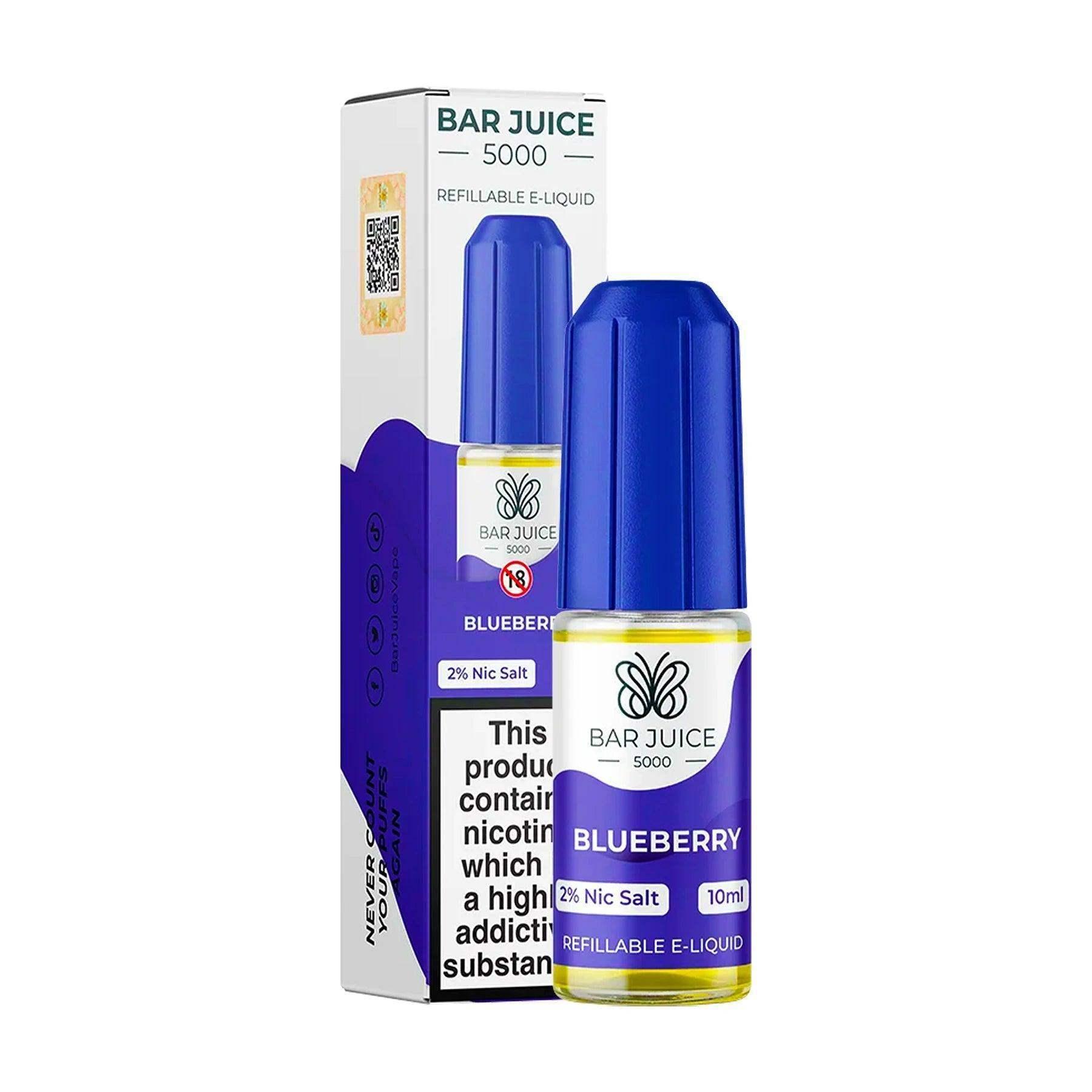 BLUEBERRY 10ML E LIQUID NICOTINE SALT BY BAR JUICE 5000 - Vapeslough
