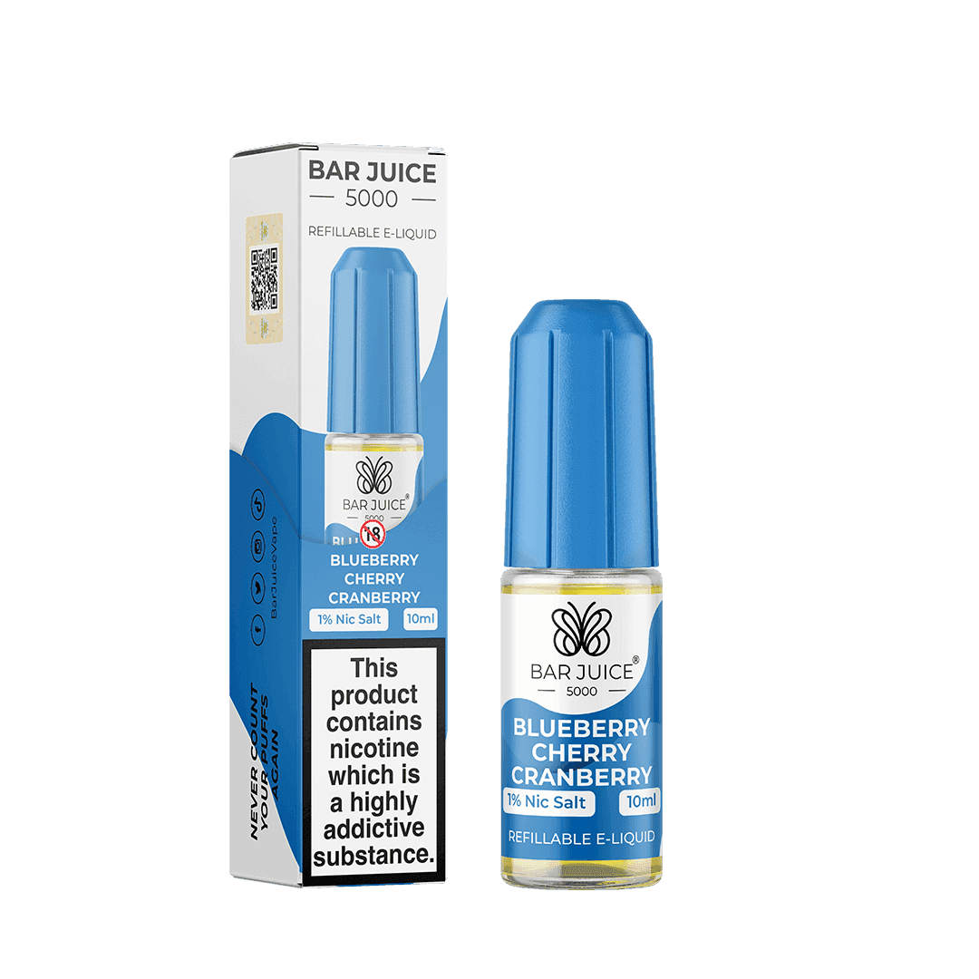 BLUEBERRY CHERRY CRANBERRY 10ML E LIQUID NICOTINE SALT BY BAR JUICE 5000 - Vapeslough
