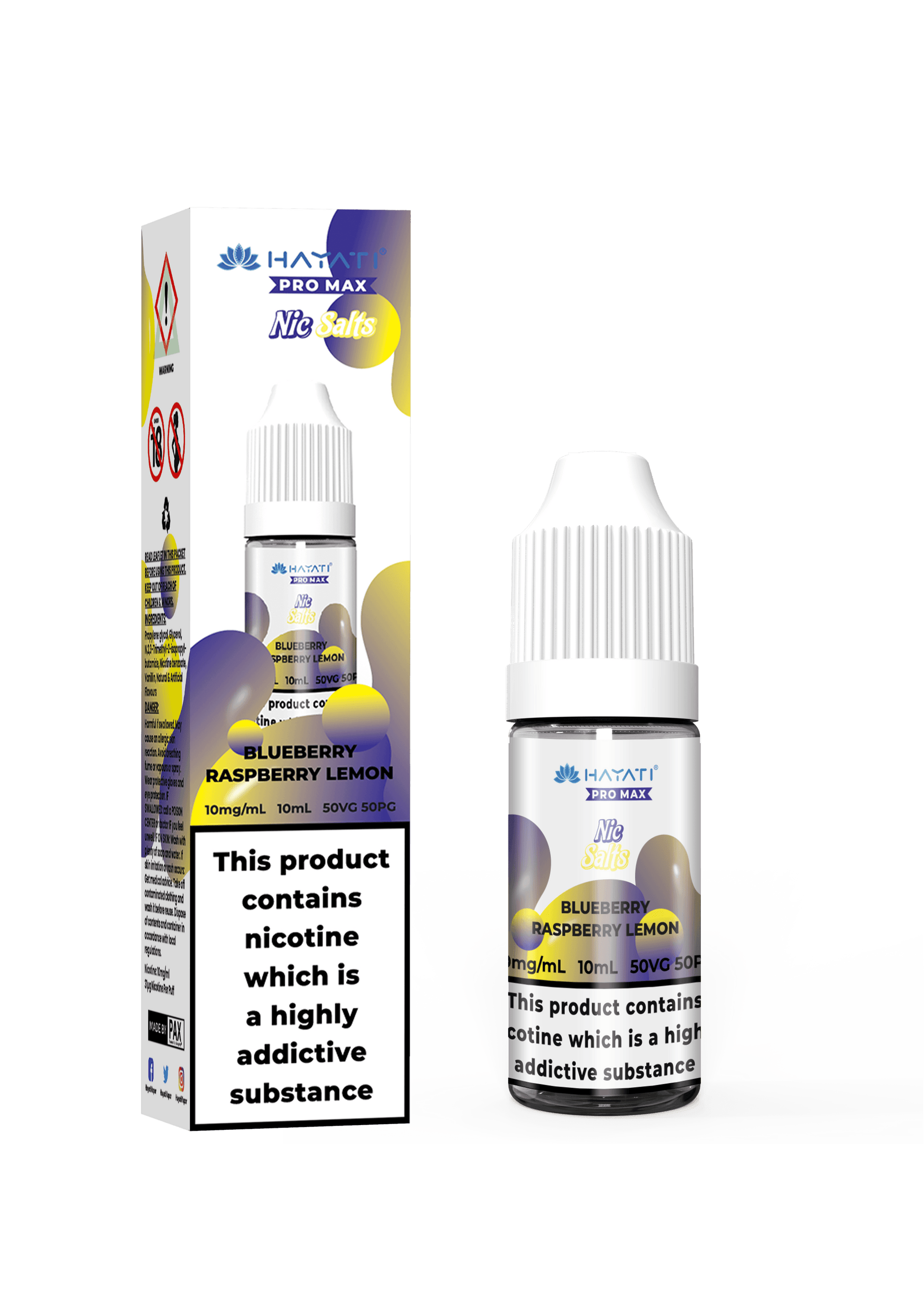 BLUEBERRY RASPBERRY LEMON 10ML NIC SALT BY HAYATI PRO MAX 10MG(1%) | 20MG(2%) - Vapeslough