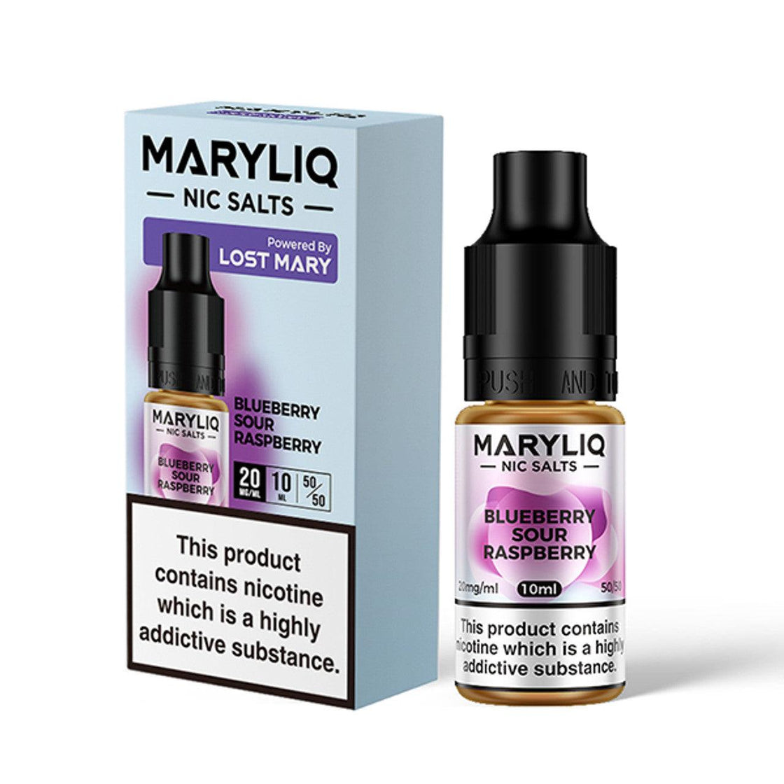 BLUEBERRY SOUR RASPBERRY 10ML E-LIQUID NICOTINE SALT BY MARYLIQ - LOST MARY - Vapeslough