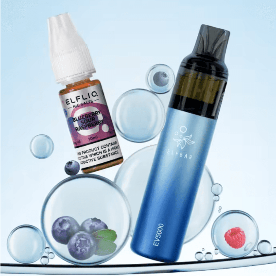 BLUEBERRY SOUR RASPBERRY - ELF BAR EV5000 REFILLABLE RECHARGEABLE DISPOSABLE VAPE KIT - Vapeslough