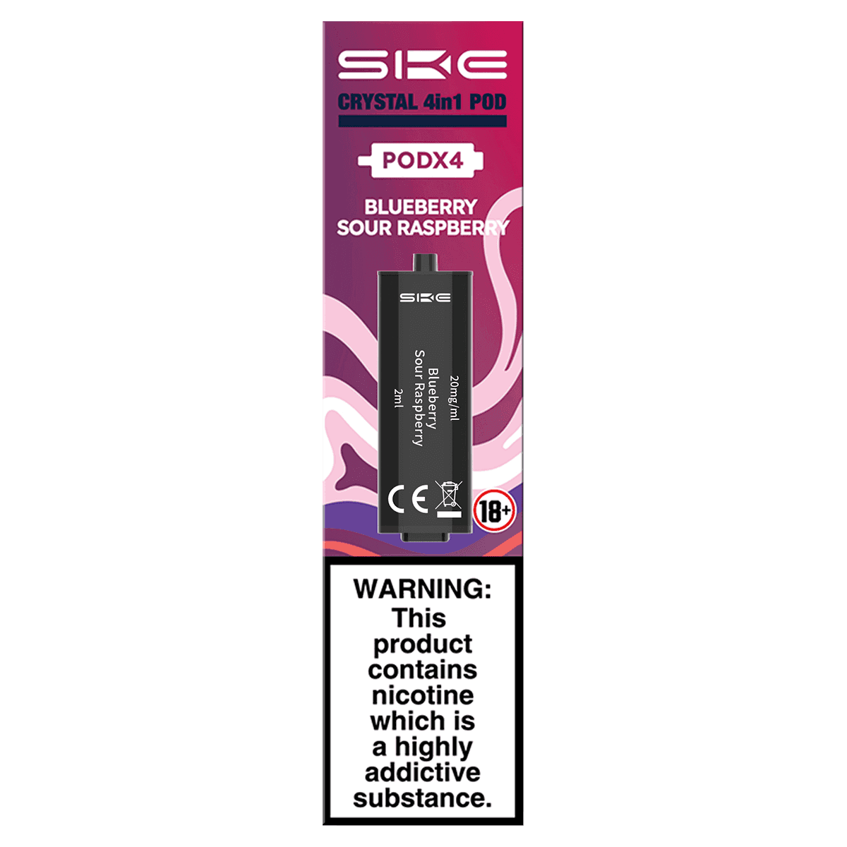 BLUEBERRY SOUR RASPBERRY - SKE CRYSTAL 4IN1 PODS - PACK OF 4 - Vapeslough
