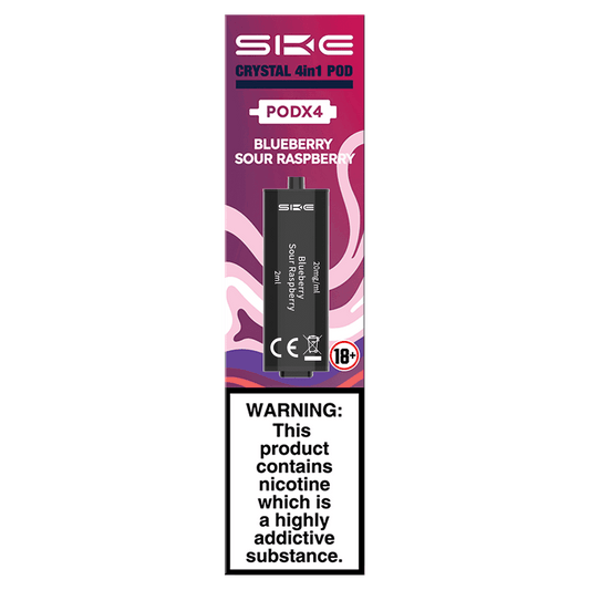 BLUEBERRY SOUR RASPBERRY - SKE CRYSTAL 4IN1 PODS - PACK OF 4 - Vapeslough