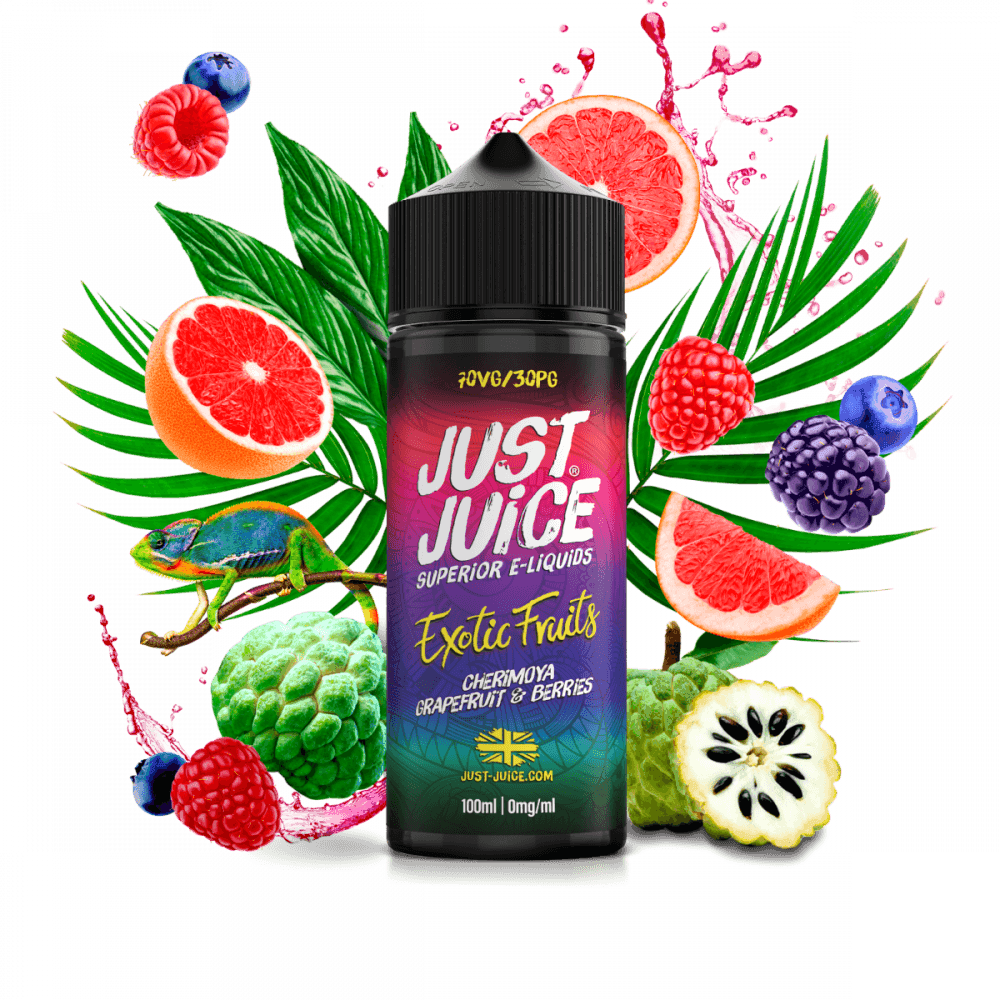 CHERIMOYA GRAPEFRUIT & BERRIES 100ML SHORT FILL E-LIQUID BY JUST JUICE - Vapeslough