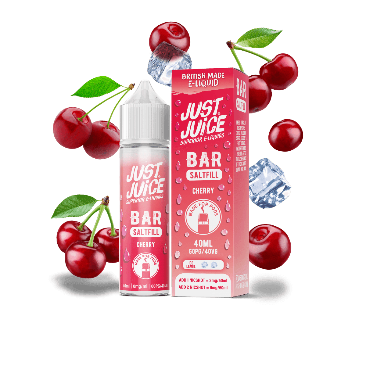 CHERRY - 40ML BAR SALTFILL E-LIQUID BY JUST JUICE - Vapeslough