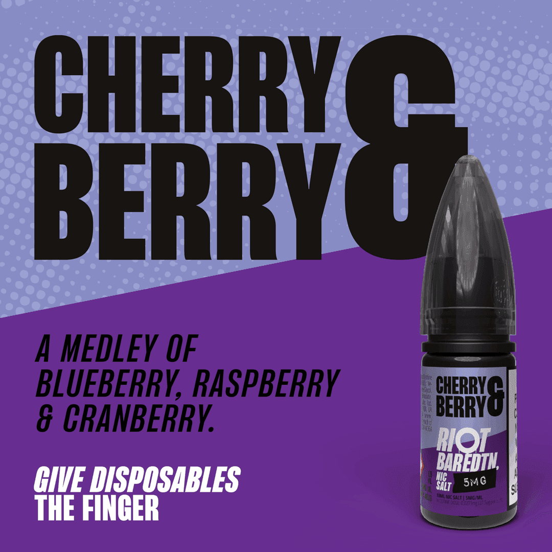 CHERRY BERRY - BAR EDTN - 10ML NIC SALT E-LIQUID - 5MG | 10MG | 20MG BY RIOT SQUAD - Vapeslough
