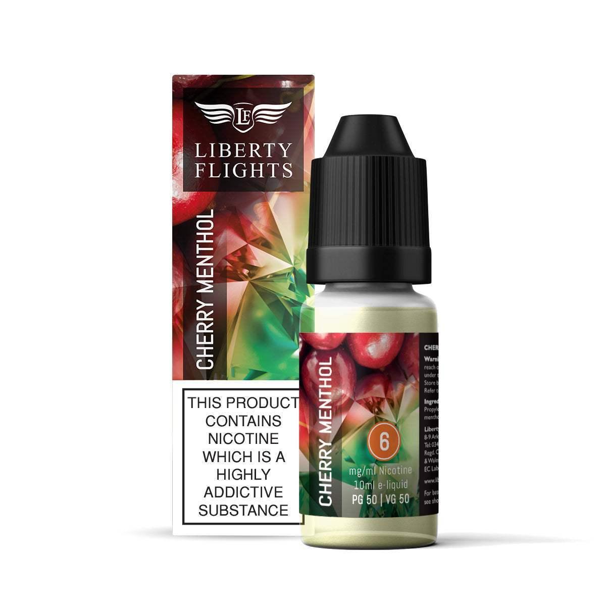 CHERRY MENTHOL - 10ML E-LIQUID 50VG|50PG BY LIBERTY FLIGHTS - 0MG|3MG|6MG|12MG|18MG - 1X|3X|4X|10X BOTTLES - Vapeslough