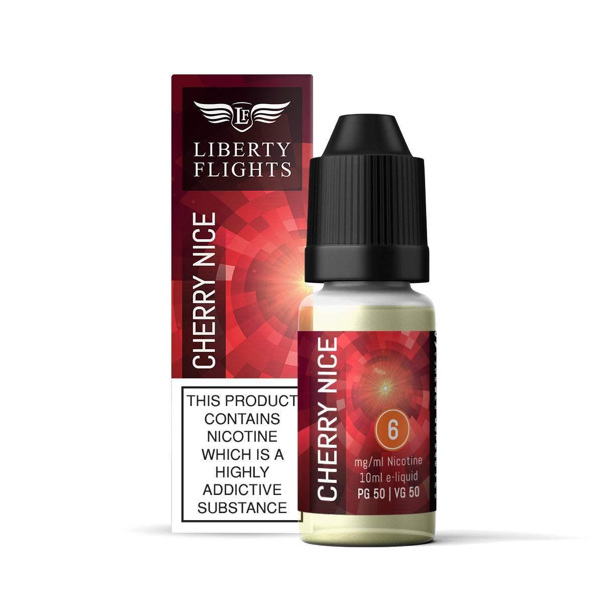 CHERRY NICE - 10ML E-LIQUID 50VG|50PG BY LIBERTY FLIGHTS - 0MG|3MG|6MG|12MG|18MG - 1X|3X|4X|10X BOTTLES - Vapeslough