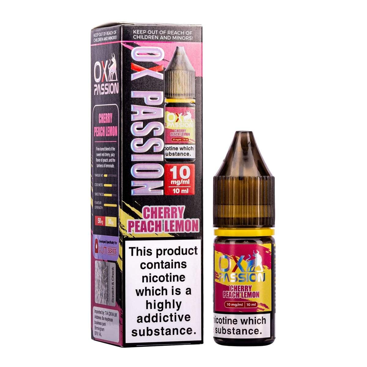 CHERRY PEACH LEMON 10ML NIC SALT BY OXVA OX PASSION 10MG(1%) | 20MG(2%) - Vapeslough
