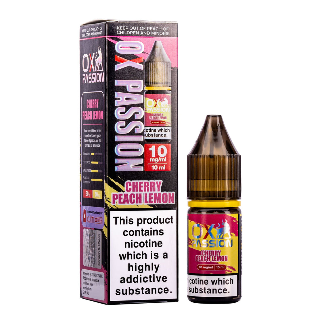 CHERRY PEACH LEMON 10ML NIC SALT BY OXVA OX PASSION 10MG(1%) | 20MG(2%)