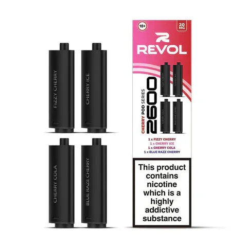 Cherry Series (Multi Flavour) 2600 Prefilled Pods (4 Pack) BY REVOL - Vapeslough