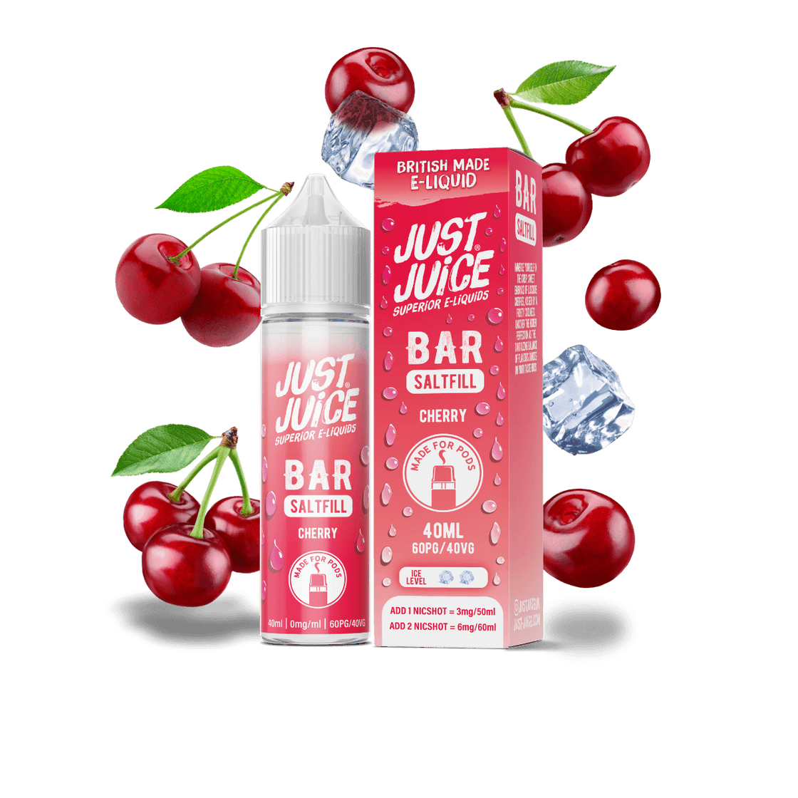 CHERRY - 40ML BAR SALTFILL E-LIQUID BY JUST JUICE