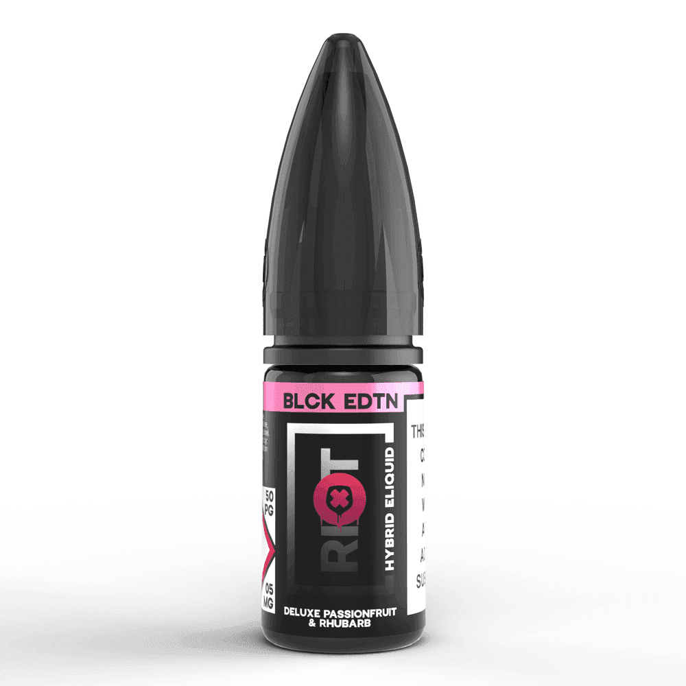 DELUXE PASSIONFRUIT & RHUBARB 10ML NIC SALT E-LIQUID - BLCK EDTN - 5MG | 10MG | 20MG BY RIOT SQUAD - Vapeslough