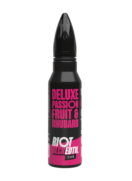 DELUXE PASSIONFRUIT & RHUBARB - BLCK EDTN 50ML SHORT FILL E-LIQUID BY RIOT SQUAD - Vapeslough