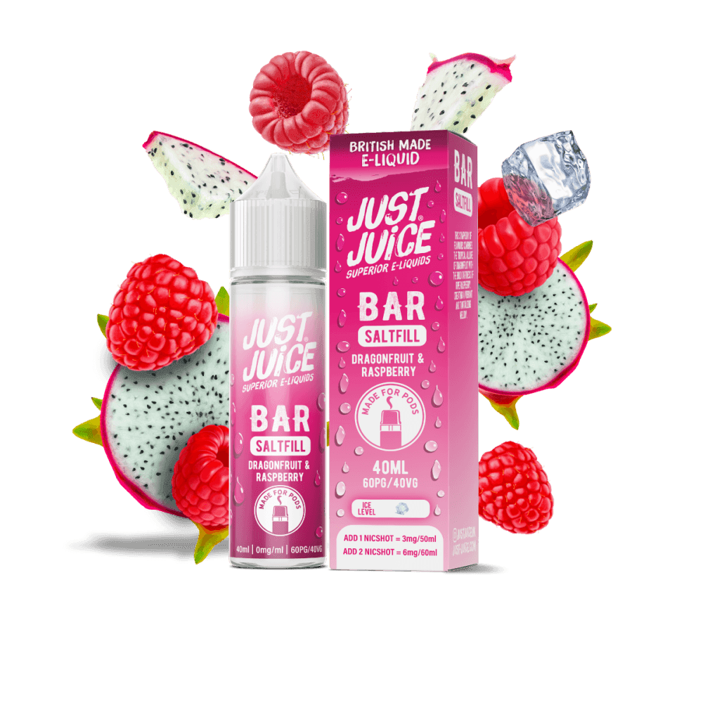 DRAGONFRUIT & RASPBERRY - 40ML BAR SALTFILL E-LIQUID BY JUST JUICE - Vapeslough