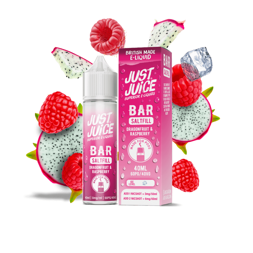 DRAGONFRUIT & RASPBERRY - 40ML BAR SALTFILL E-LIQUID BY JUST JUICE