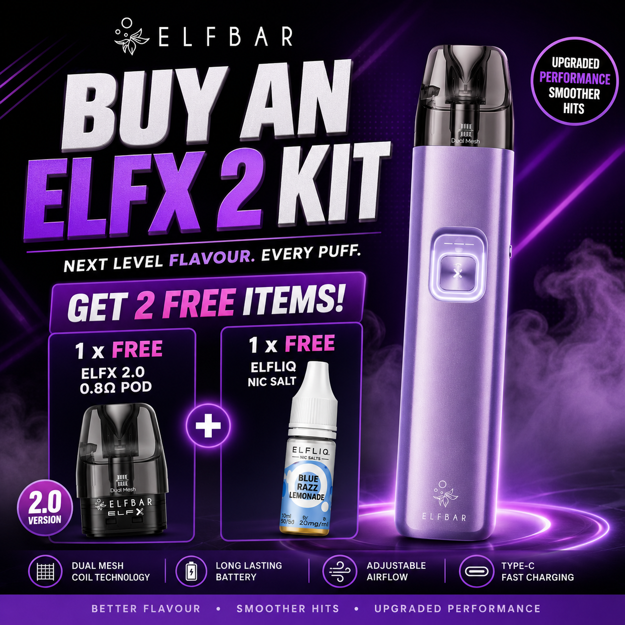 ELFBAR ELFX 2.0 Vape Pod Kit Bundle