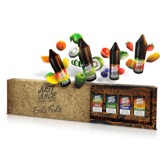 EXOTIC FRUITS 10ML NIC SALT - 10MG|20MG BY JUST JUICE - 4 X FULL RANGE FOR £11.99 - Vapeslough