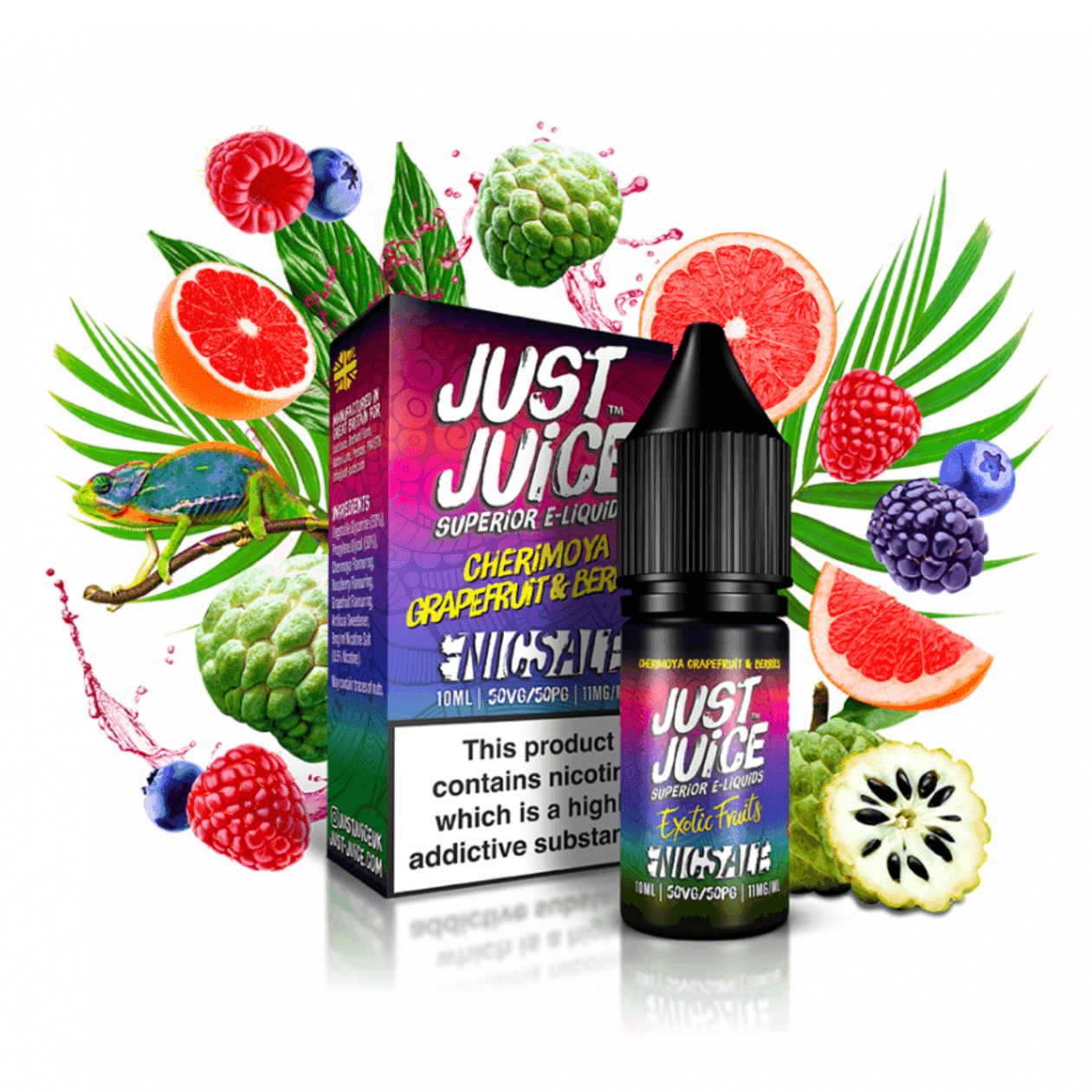 EXOTIC FRUITS 10ML NIC SALT - 10MG|20MG BY JUST JUICE - 4 X FULL RANGE FOR £11.99 - Vapeslough