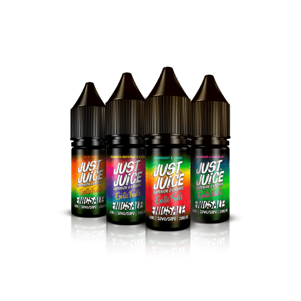 EXOTIC FRUITS 10ML NIC SALT - 10MG|20MG BY JUST JUICE - 4 X FULL RANGE FOR £11.99 - Vapeslough