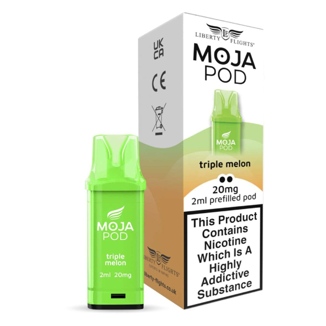 MOJA POD TRIPLE MELON PREFILLED POD 20MG(2%) BY LIBERTY FLIGHTS