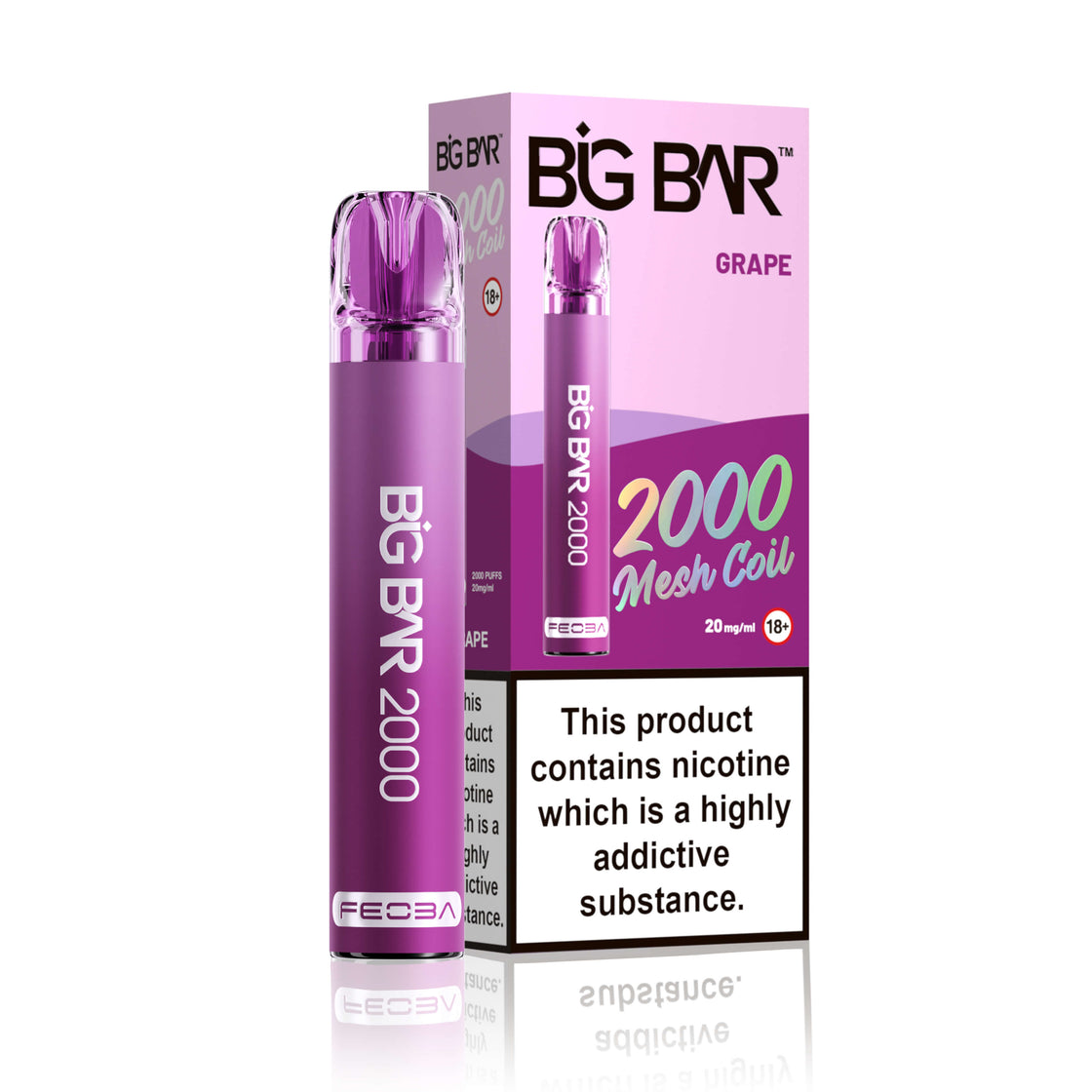 GRAPE - FEOBA BIG BAR 2000 DISPOSABLE VAPE - 20MG(2%)