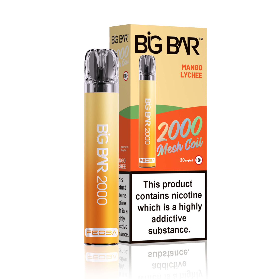 MANGO LYCHEE - FEOBA BIG BAR 2000 DISPOSABLE VAPE - 20MG(2%)