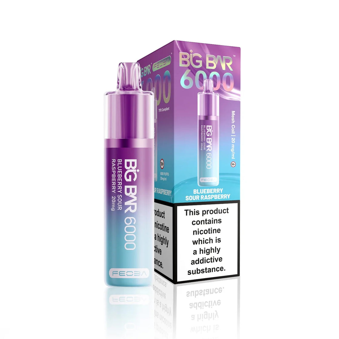 BLUE SOUR RASPBERRY - FEOBA BIG BAR 6000 DISPOSABLE VAPE - 20MG(2%)