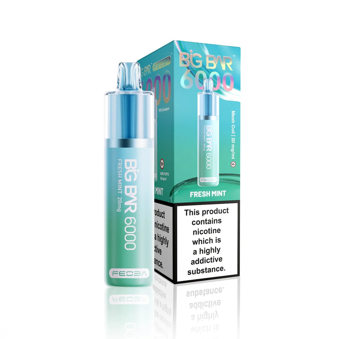 FRESH MINT - FEOBA BIG BAR 6000 DISPOSABLE VAPE - 20MG(2%)