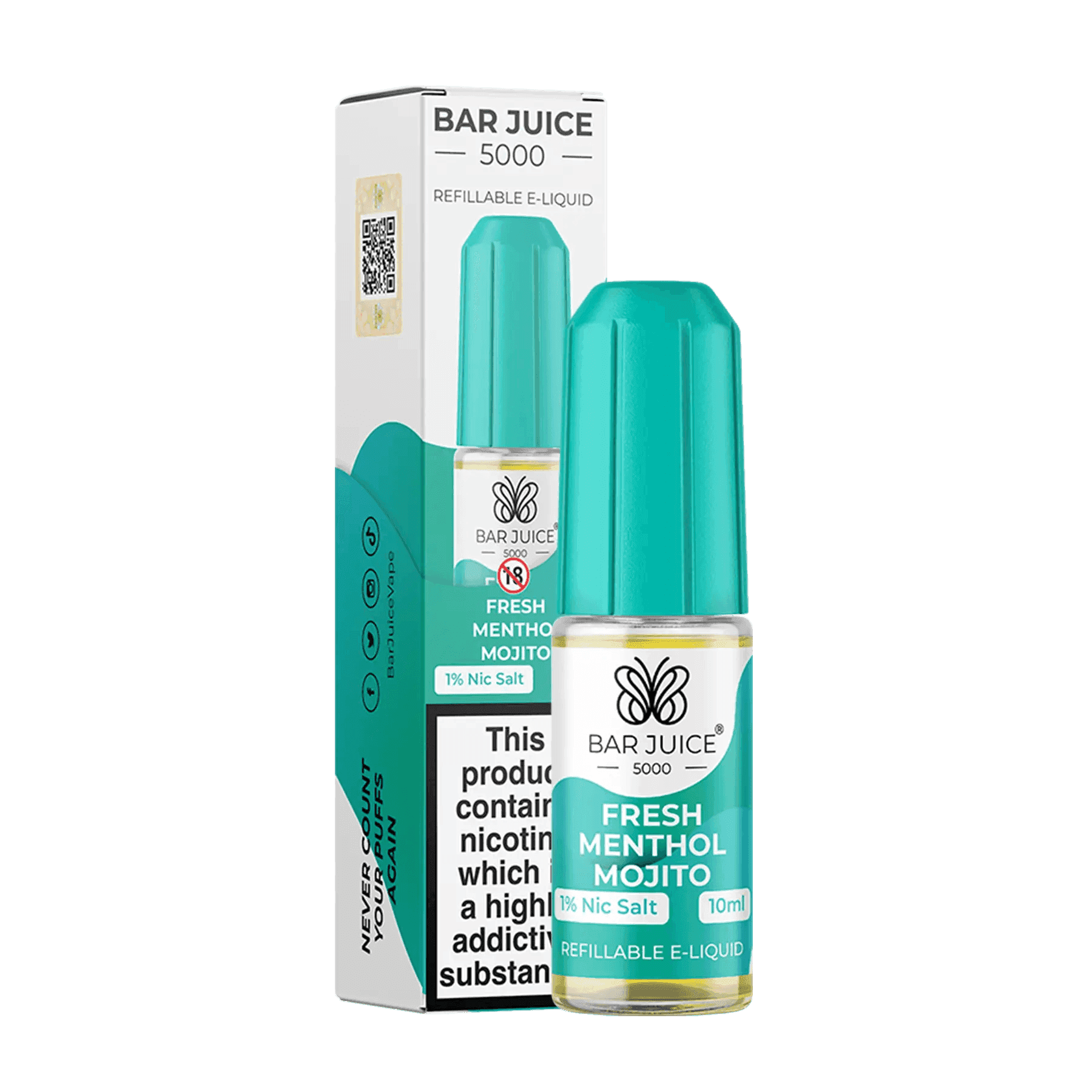FRESH MENTHOL MOJITO 10ML E LIQUID NICOTINE SALT BY BAR JUICE 5000 - Vapeslough