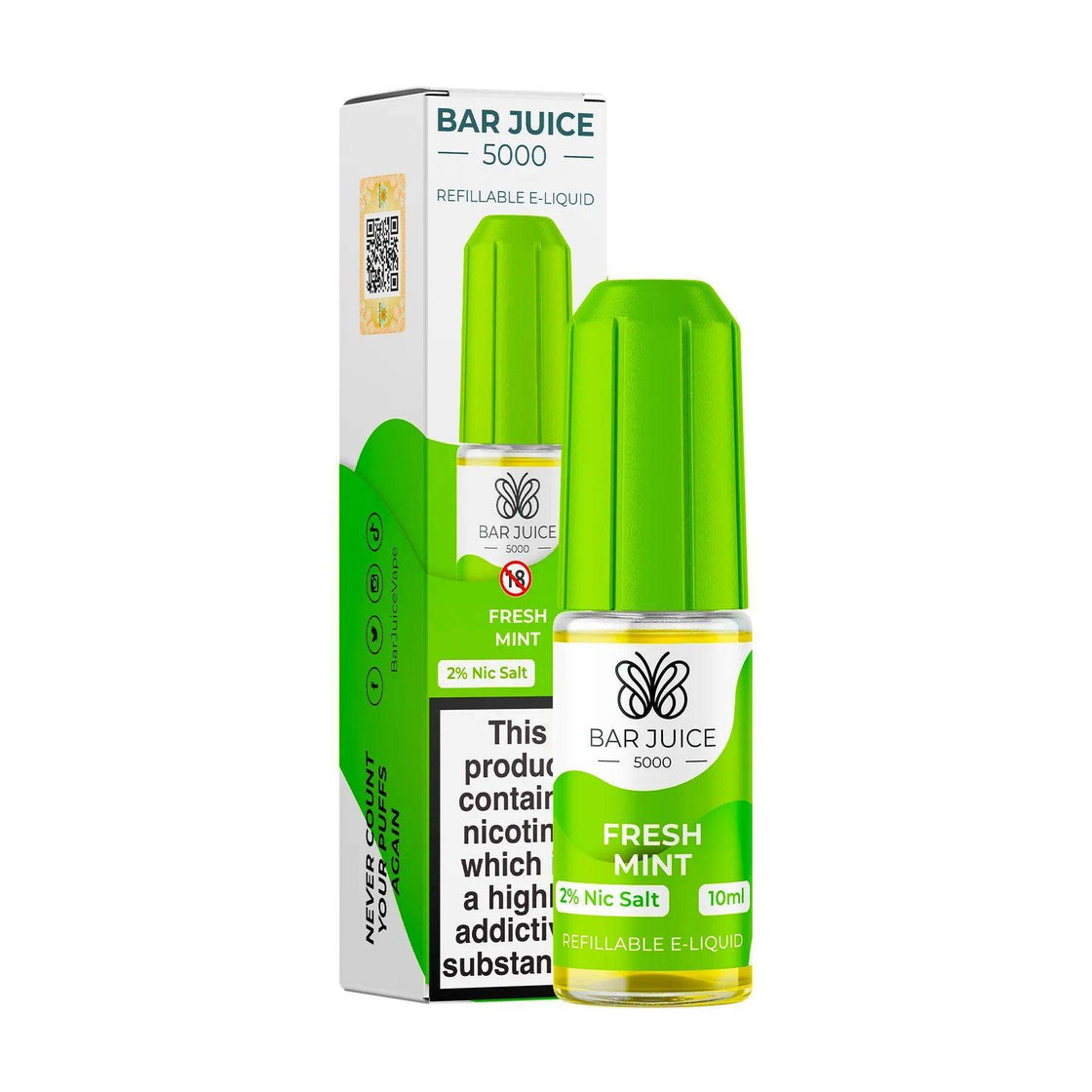 FRESH MINT 10ML E LIQUID NICOTINE SALT BY BAR JUICE 5000 - Vapeslough