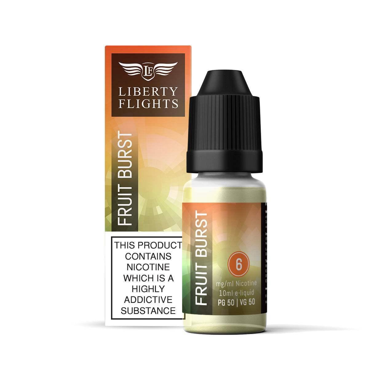 FRUIT BURST - 10ML E-LIQUID 50VG|50PG BY LIBERTY FLIGHTS - 0MG|3MG|6MG|12MG|18MG - 1X|3X|4X|10X BOTTLES - Vapeslough