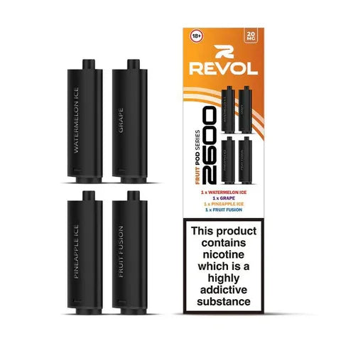 Fruit Series (Multi Flavour) 2600 Prefilled Pods (4 Pack) BY REVOL - Vapeslough