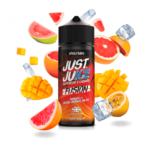 FUSION MANGO & BLOOD ORANGE ON ICE 100ML SHORT FILL E-LIQUID BY JUST JUICE - Vapeslough