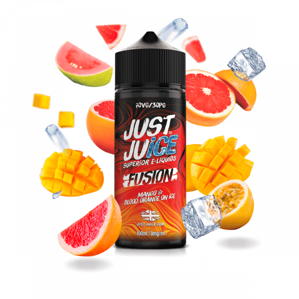 FUSION MANGO & BLOOD ORANGE ON ICE 100ML SHORT FILL E-LIQUID BY JUST JUICE - Vapeslough