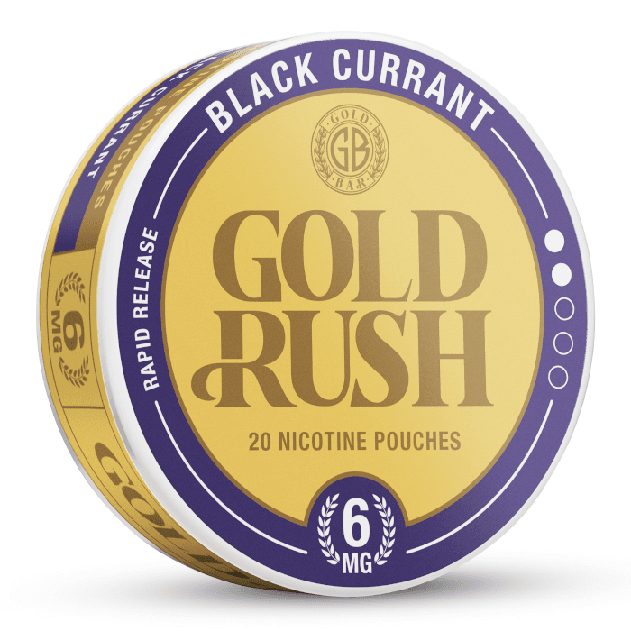 BLACK CURRANT - GOLD BAR GOLD RUSH NICOTINE POUCHES - 20PCS