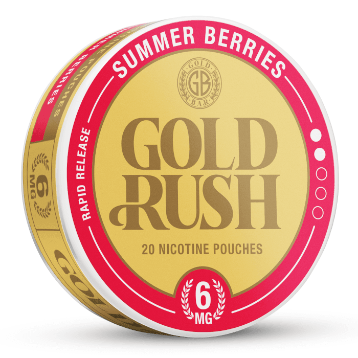 SUMMER BERRIES - GOLD BAR GOLD RUSH NICOTINE POUCHES - 20PCS