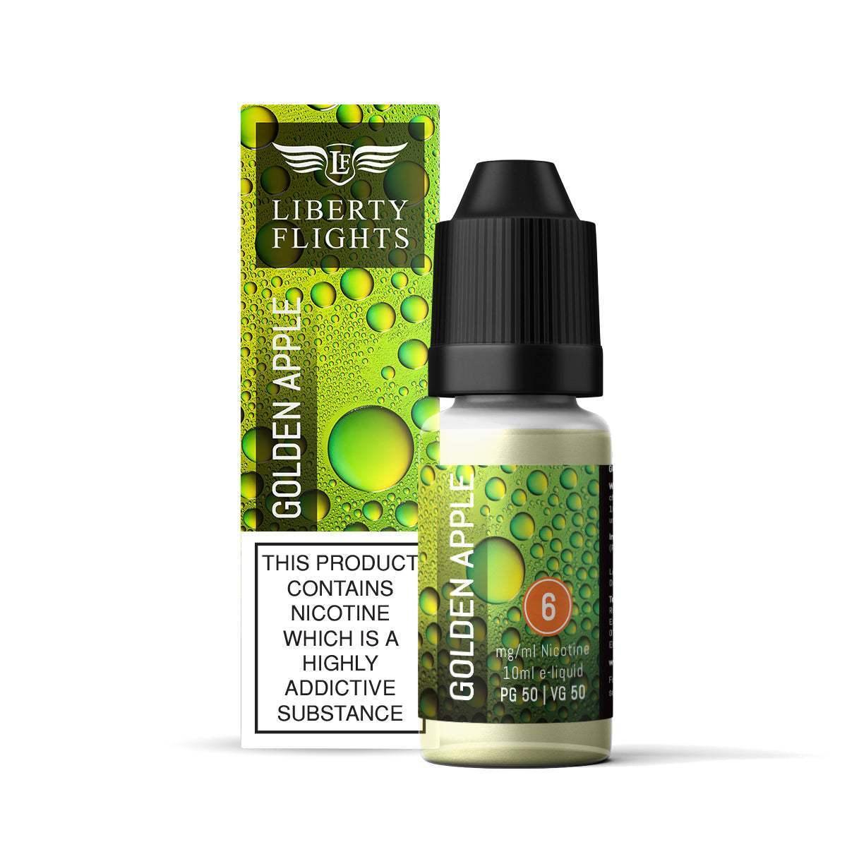 GOLDEN APPLE - 10ML E-LIQUID 50VG|50PG BY LIBERTY FLIGHTS - 0MG|3MG|6MG|12MG|18MG - 1X|3X|4X|10X BOTTLES - Vapeslough