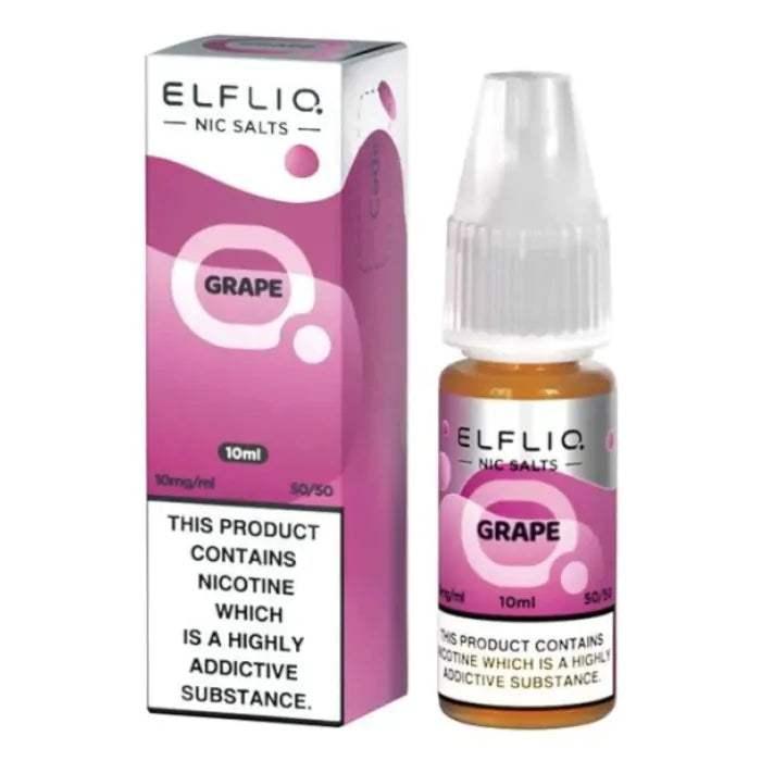 GRAPE 10ML E LIQUID NICOTINE SALT BY ELFLIQ - ELFBAR - Vapeslough