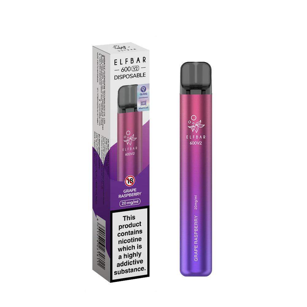 GRAPE RASPBERRY ELFBAR 600V2 DISPOSABLE VAPE BY ELF BAR - 20MG(2%) - Vapeslough