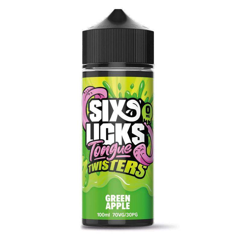 GREEN APPLE - 100ML SHORT FILL E-LIQUID BY SIX LICKS TONGUE TWISTERS - Vapeslough