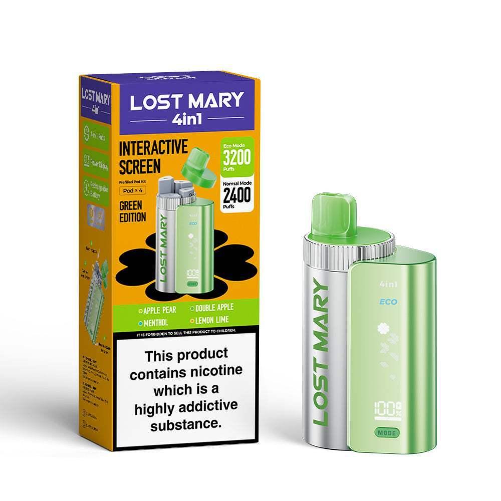 GREEN EDITION - LOST MARY 4IN1 POD SYSTEM DEVICE KIT - 3200PUFFS - Vapeslough