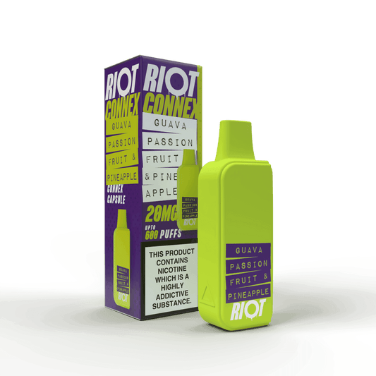 GUAVA PASSION FRUIT & PINEAPPLE - RIOT CONNEX - PRE-FILLED POD - 600 PUFFS BY RIOT SQUAD - Vapeslough