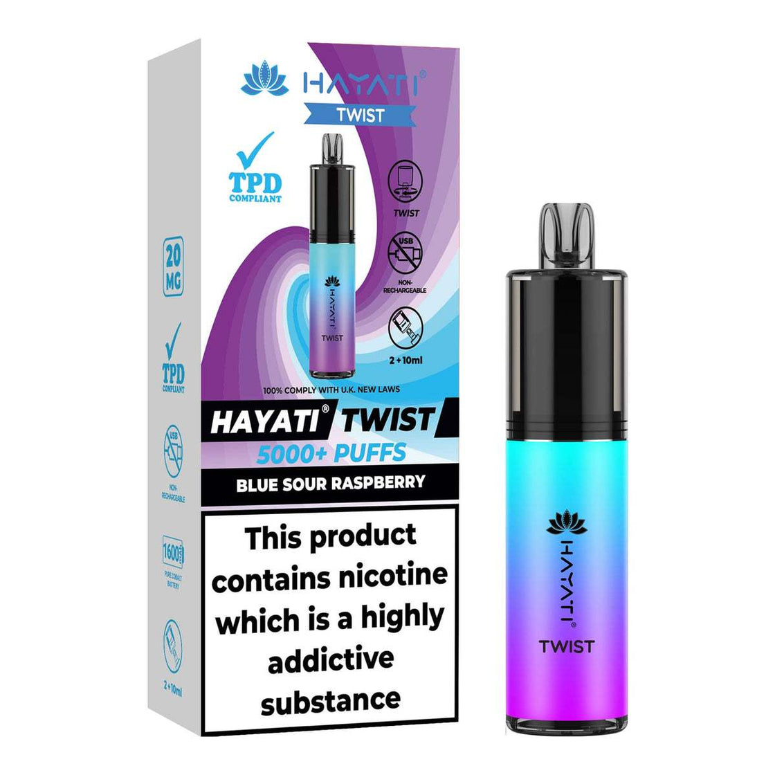 BLUE SOUR RASPBERRY - HAYATI TWIST 5000 DISPOSABLE VAPE - 20MG(2%)