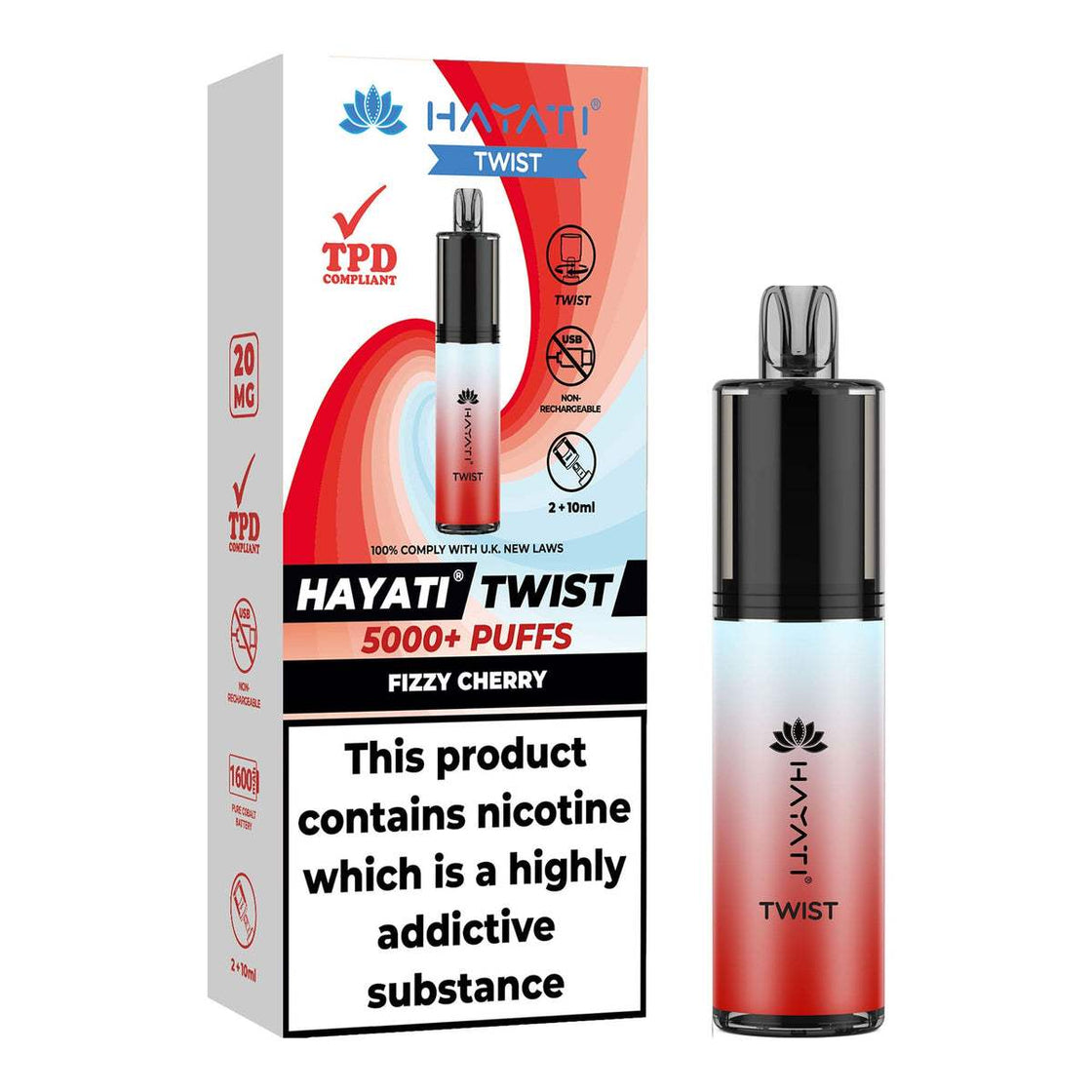 FIZZY CHERRY - HAYATI TWIST 5000 DISPOSABLE VAPE - 20MG(2%)