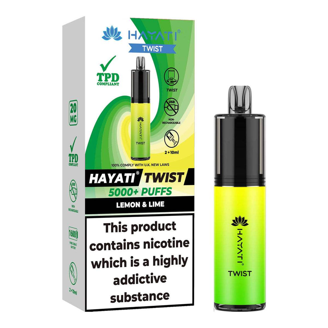 LEMON & LIME - HAYATI TWIST 5000 DISPOSABLE VAPE - 20MG(2%)